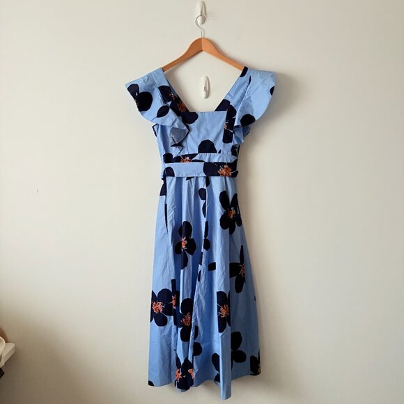 Kate Spade Grand Flora Poplin Midi Dress NWT Blue Heron Size 0 - Picture 8 of 11